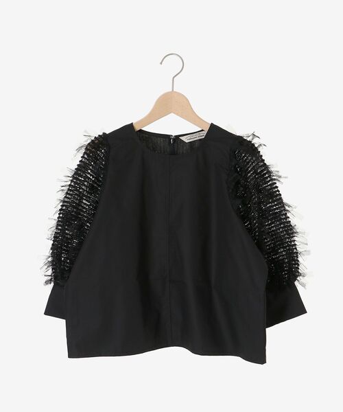 le.coeur blanc（ルクールブラン）の「TORRAZZO DONNA袖チュールブラウス（シャツ/ブラウス・レディース・アイボリー/ブラック・38）」の3枚目の写真