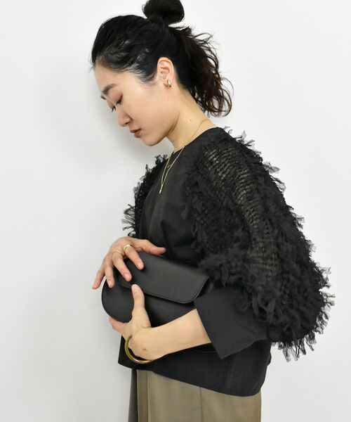 le.coeur blanc（ルクールブラン）の「TORRAZZO DONNA袖チュールブラウス（シャツ/ブラウス・レディース・アイボリー/ブラック・38）」の8枚目の写真
