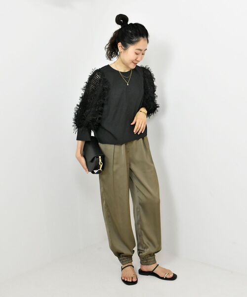 le.coeur blanc（ルクールブラン）の「TORRAZZO DONNA袖チュールブラウス（シャツ/ブラウス・レディース・アイボリー/ブラック・38）」の10枚目の写真