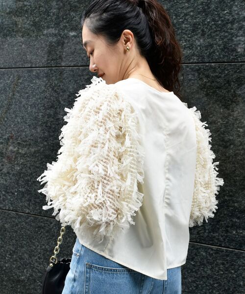 le.coeur blanc（ルクールブラン）の「TORRAZZO DONNA袖チュールブラウス（シャツ/ブラウス・レディース・アイボリー/ブラック・38）」の20枚目の写真