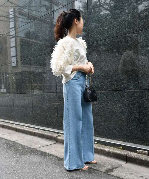 le.coeur blanc（ルクールブラン）の「TORRAZZO DONNA袖チュールブラウス（シャツ/ブラウス・レディース・アイボリー/ブラック・38）」の22枚目の写真