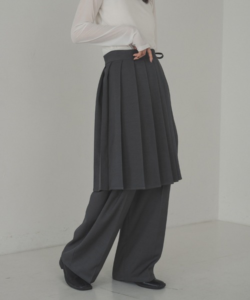 hellam(へラム)の「ラップスカートレイヤードパンツ(その他パンツ・レディース・チャコール/ベージュ/ブラウン/ブラック・FREE)」の3枚目の写真