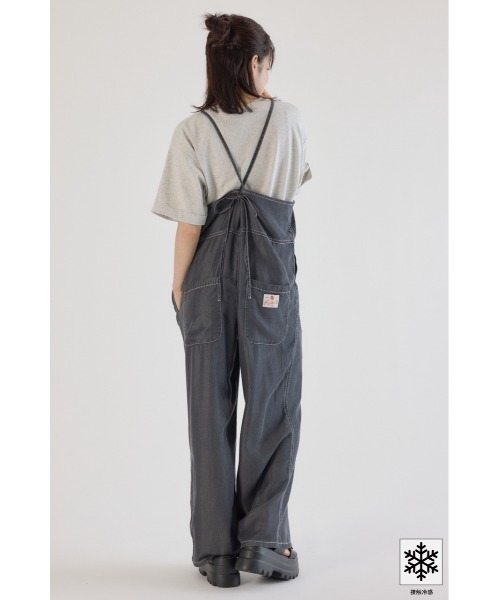 RODEO CROWNS WIDE BOWL（ロデオクラウンズワイドボウル）の「クールデニムリボンサロペット（つなぎ/オールインワン・レディース・ブルー/ブラック・FREE）」の6枚目の写真