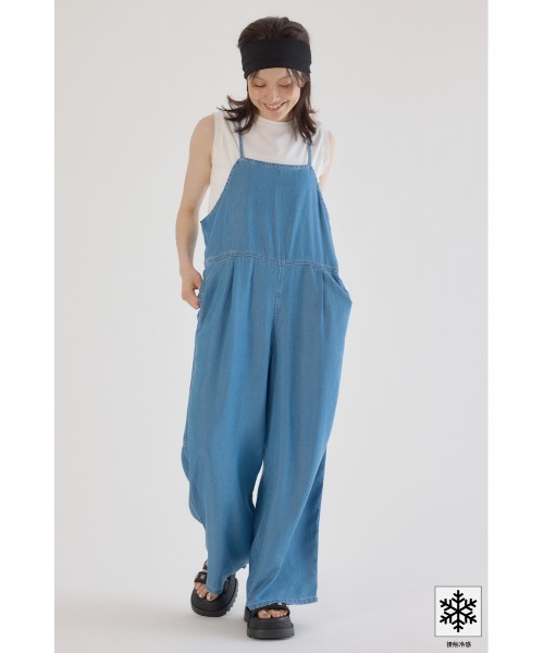 RODEO CROWNS WIDE BOWL（ロデオクラウンズワイドボウル）の「クールデニムリボンサロペット（つなぎ/オールインワン・レディース・ブルー/ブラック・FREE）」の9枚目の写真