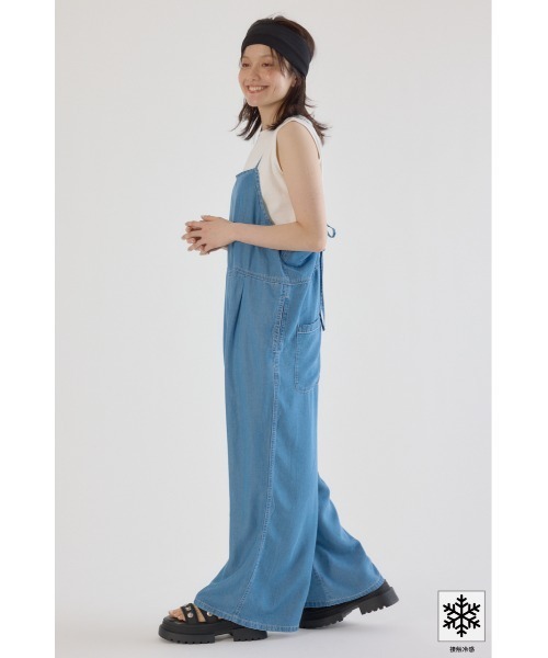 RODEO CROWNS WIDE BOWL（ロデオクラウンズワイドボウル）の「クールデニムリボンサロペット（つなぎ/オールインワン・レディース・ブルー/ブラック・FREE）」の10枚目の写真