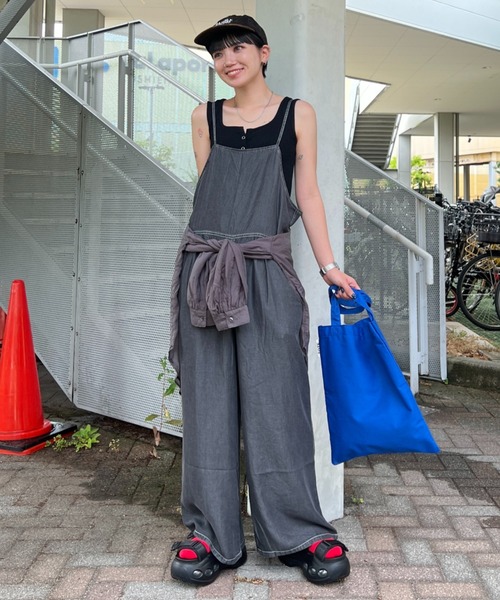 R&D.M. CO. グレー オールインワン セール】クレープタックワイドサロペット（サロペット