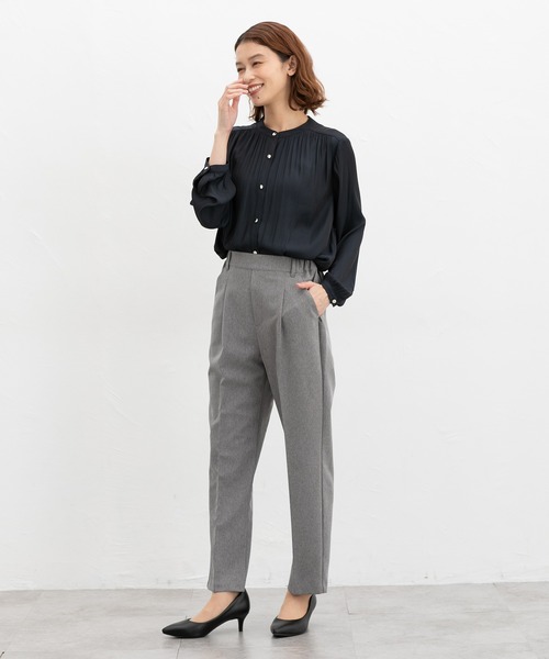 Honeys（ハニーズ）の「バンドカラーブラウス（シャツ/ブラウス・レディース・ホワイト/ワインレッド/ネイビー/ダークブルー/チャコール・L/M/S/LL/3L）」の11枚目の写真