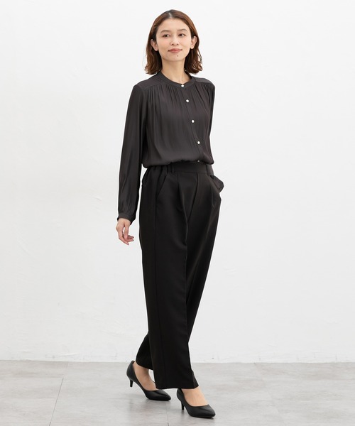 Honeys（ハニーズ）の「バンドカラーブラウス（シャツ/ブラウス・レディース・ホワイト/ワインレッド/ネイビー/ダークブルー/チャコール・L/M/S/LL/3L）」の17枚目の写真