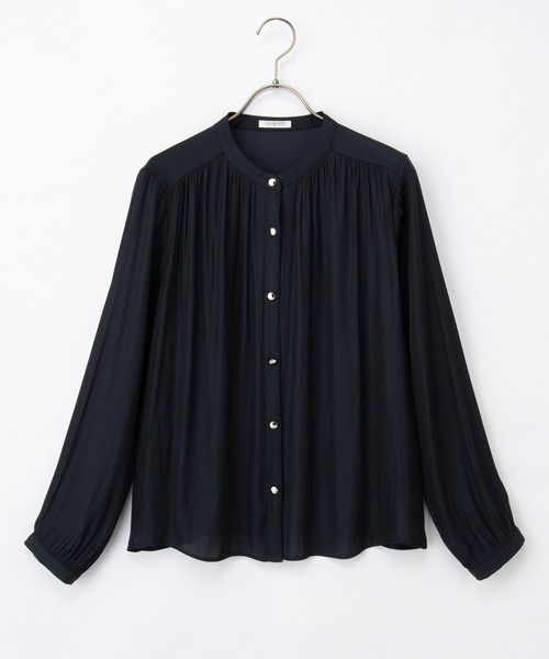 Honeys（ハニーズ）の「バンドカラーブラウス（シャツ/ブラウス・レディース・ホワイト/ワインレッド/ネイビー/ダークブルー/チャコール・L/M/S/LL/3L）」の21枚目の写真