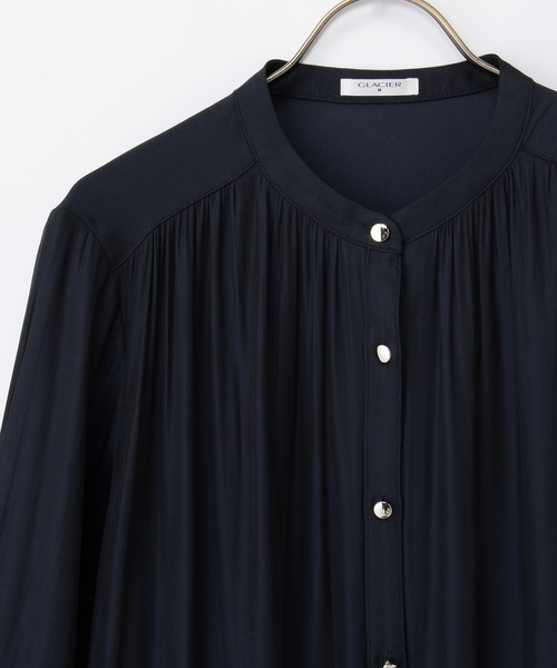 Honeys（ハニーズ）の「バンドカラーブラウス（シャツ/ブラウス・レディース・ホワイト/ワインレッド/ネイビー/ダークブルー/チャコール・L/M/S/LL/3L）」の22枚目の写真