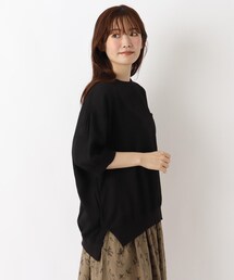 リブコンビ 6分袖ブラウス