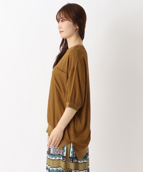 one'sterrace(ワンズテラス)の「リブコンビ 6分袖ブラウス(シャツ/ブラウス・レディース・ブラック系8/カーキ系5/キャメル・02)」の16枚目の写真