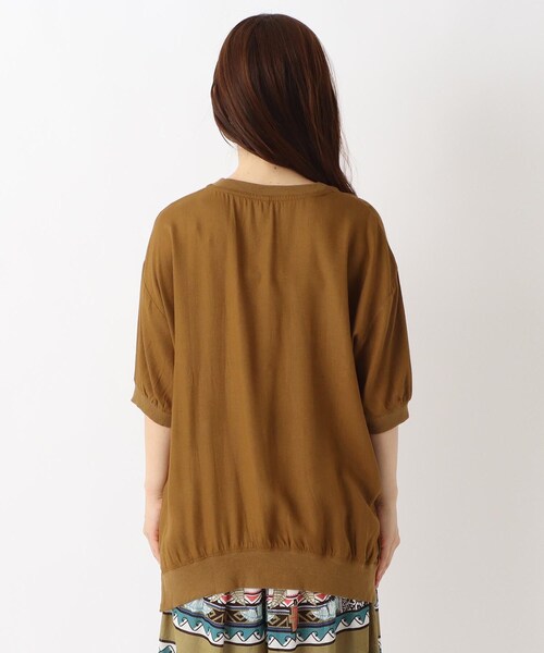 one'sterrace(ワンズテラス)の「リブコンビ 6分袖ブラウス(シャツ/ブラウス・レディース・ブラック系8/カーキ系5/キャメル・02)」の15枚目の写真
