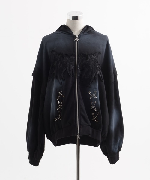 REFLEM 猫耳ジップアップパーカー GRY REFLEM/レフレム』猫耳ZIPパーカー/ジップアップパーカー