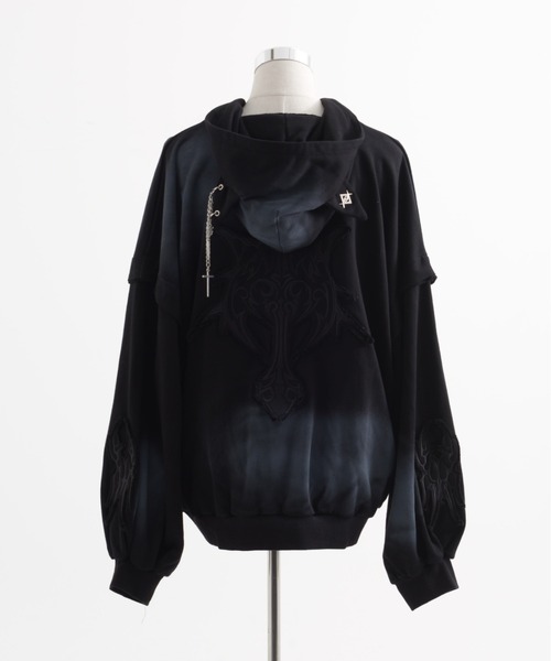 【REFLEM】スネークアイ パーカー 黒 レフレム　ブラック REFLEM パーカー 「REFLEM/レフレム」鬼火刺繍ZIPパーカー