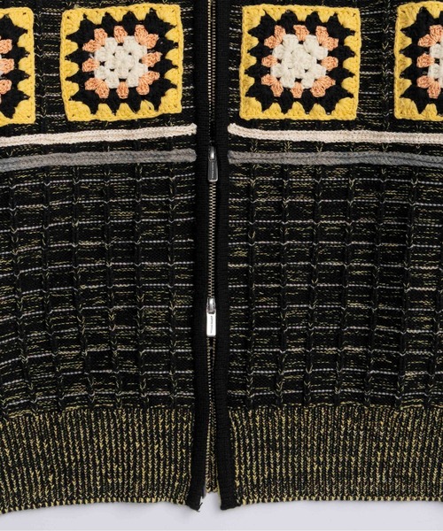 MAISON SPECIAL クロシェモチーフジップニットカーディガン 青 楽天ポイント還元】MAISON SPECIAL Crochet Motif Zip Knit Cardigan