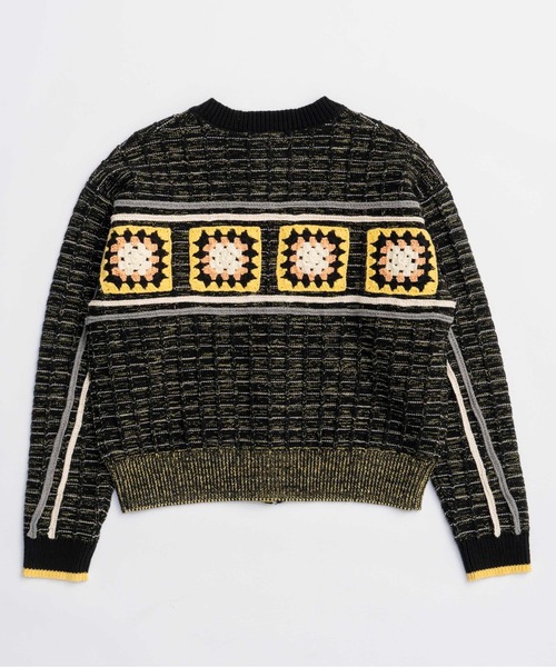 MAISON SPECIAL(メゾンスペシャル)の「Crochet Motif Zip Knit Cardigan/クロシェモチーフジップニットカーデ(カーディガン/ボレロ・レディース・ブラック/ブルー・FREE)」の13枚目の写真