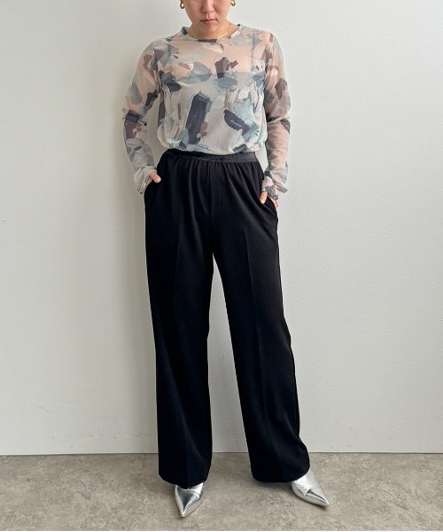 LHELBIE(レルビエ)の「ストレッチジョーゼットパンツ(その他パンツ・レディース・ブラック/レッド/チャコールグレー・M)」の5枚目の写真