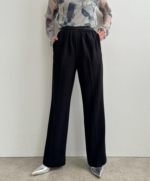 LHELBIE(レルビエ)の「ストレッチジョーゼットパンツ(その他パンツ・レディース・ブラック/レッド/チャコールグレー・M)」の4枚目の写真