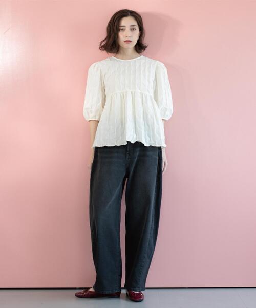 OPAQUE.CLIP（オペークドットクリップ）の「ストレッチバレルレッグデニム【洗濯機洗い可】（デニムパンツ・レディース・スミクロ/ブルー系その他・36/38/40/42）」の7枚目の写真