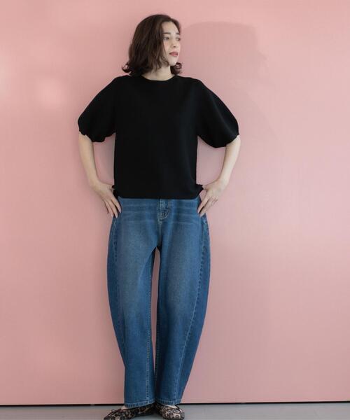 OPAQUE.CLIP（オペークドットクリップ）の「ストレッチバレルレッグデニム【洗濯機洗い可】（デニムパンツ・レディース・スミクロ/ブルー系その他・36/38/40/42）」の12枚目の写真