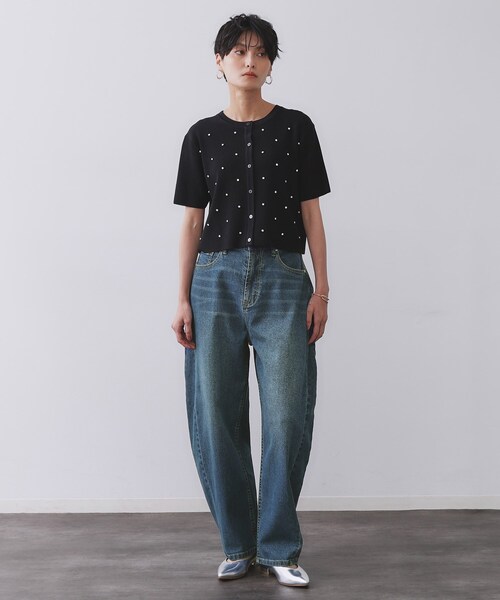 OPAQUE.CLIP（オペークドットクリップ）の「ストレッチバレルレッグデニム【洗濯機洗い可】（デニムパンツ・レディース・スミクロ/ブルー系その他・36/38/40/42）」の22枚目の写真
