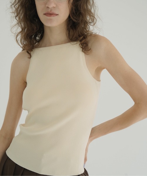 セール】BOAT NECK BACK OPEN KNIT TOPS（タンクトップ）｜CLANE