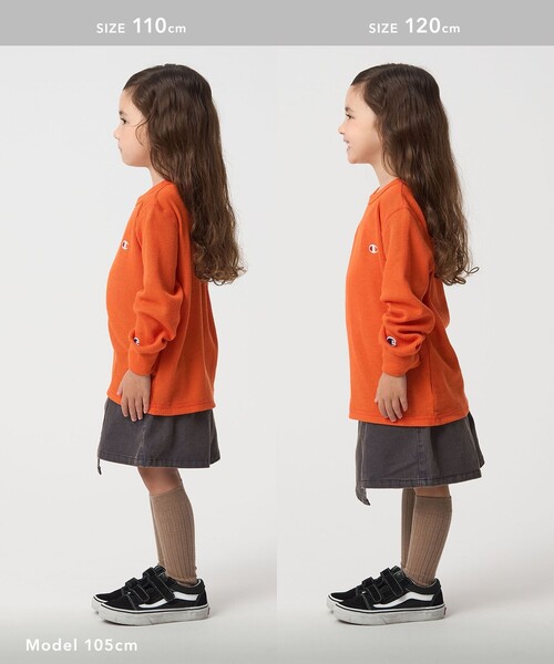 Champion(チャンピオン)の「<Champion>ワッフル ロングスリーブTシャツ / キッズ 110cm-130cm(Tシャツ/カットソー・キッズ・ブラック/オレンジ・120cm/130cm/110cm)」の6枚目の写真