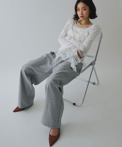 ELLEgirl（エルガール）の「ツータックスウェットパンツ（スウェットパンツ・レディース・杢グレー/チャコール/ベージュ・S/M）」の10枚目の写真