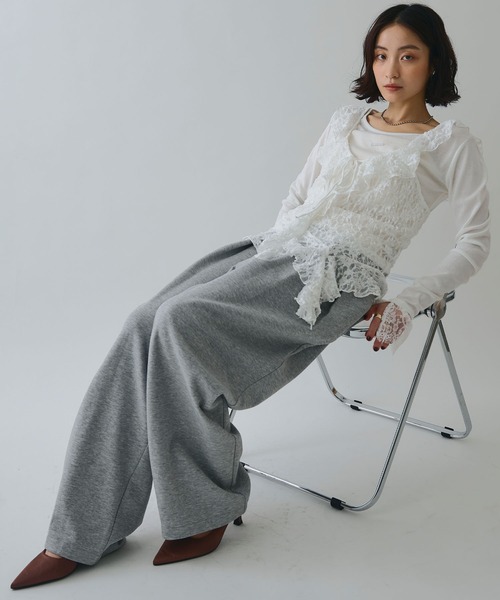 ELLEgirl（エルガール）の「ツータックスウェットパンツ（スウェットパンツ・レディース・杢グレー/チャコール/ベージュ・S/M）」の12枚目の写真