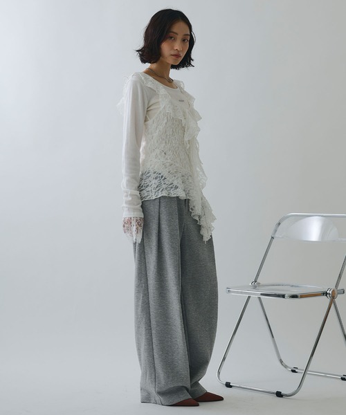 ELLEgirl（エルガール）の「ツータックスウェットパンツ（スウェットパンツ・レディース・杢グレー/チャコール/ベージュ・S/M）」の9枚目の写真