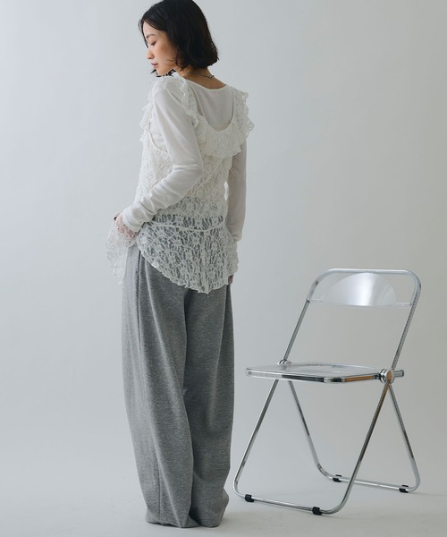 ELLEgirl（エルガール）の「ツータックスウェットパンツ（スウェットパンツ・レディース・杢グレー/チャコール/ベージュ・S/M）」の7枚目の写真