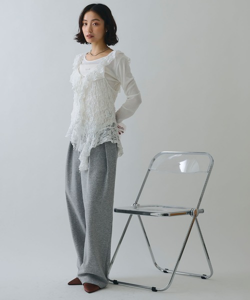 ELLEgirl（エルガール）の「ツータックスウェットパンツ（スウェットパンツ・レディース・杢グレー/チャコール/ベージュ・S/M）」の6枚目の写真