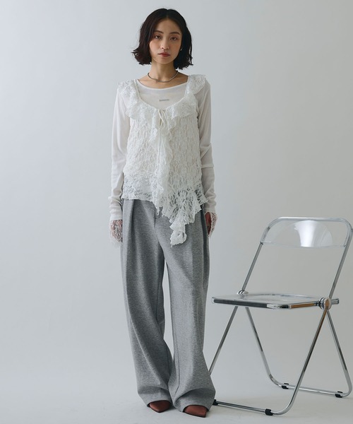 ELLEgirl（エルガール）の「ツータックスウェットパンツ（スウェットパンツ・レディース・杢グレー/チャコール/ベージュ・S/M）」の5枚目の写真