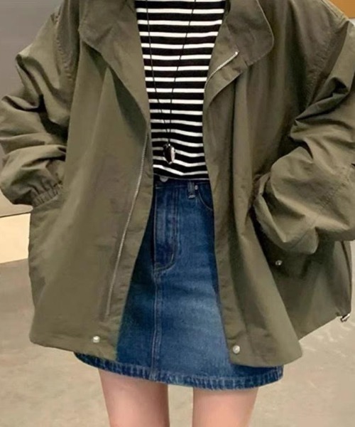 cammie(キャミー)の「スタンドカラーワイドスリーブライトコート(モッズコート・レディース・ネイビー/ライトグレー/カーキ・MEDIUM/LARGE)」の8枚目の写真