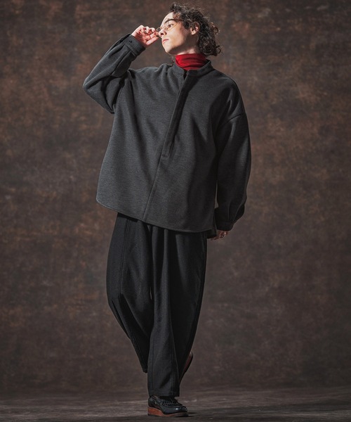 Jih Nunc（ジーヌンク）の「ms6211-スタンドカラー起毛プルオーバーシャツ(JIH-R1118)（シャツ/ブラウス・メンズ・グレー/ライトベージュ/ブラック・L/M/S）」の7枚目の写真