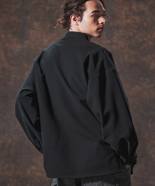 Jih Nunc（ジーヌンク）の「ms6211-スタンドカラー起毛プルオーバーシャツ(JIH-R1118)（シャツ/ブラウス・メンズ・グレー/ライトベージュ/ブラック・L/M/S）」の12枚目の写真