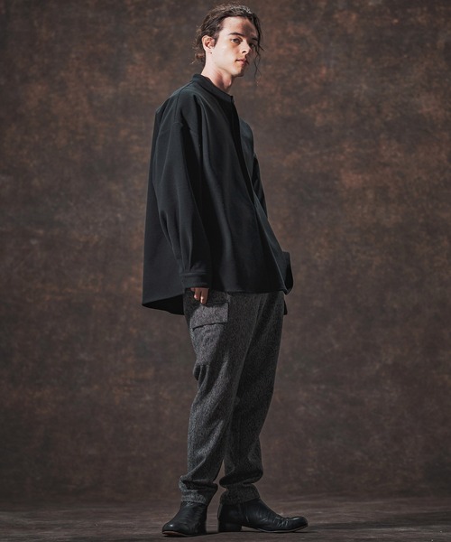 Jih Nunc（ジーヌンク）の「ms6211-スタンドカラー起毛プルオーバーシャツ(JIH-R1118)（シャツ/ブラウス・メンズ・グレー/ライトベージュ/ブラック・L/M/S）」の13枚目の写真