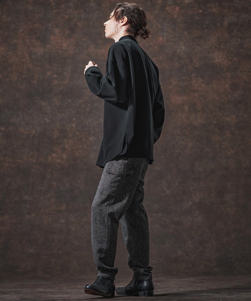 Jih Nunc（ジーヌンク）の「ms6211-スタンドカラー起毛プルオーバーシャツ(JIH-R1118)（シャツ/ブラウス・メンズ・グレー/ライトベージュ/ブラック・L/M/S）」の14枚目の写真