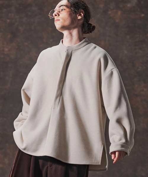 Jih Nunc（ジーヌンク）の「ms6211-スタンドカラー起毛プルオーバーシャツ(JIH-R1118)（シャツ/ブラウス・メンズ・グレー/ライトベージュ/ブラック・L/M/S）」の16枚目の写真