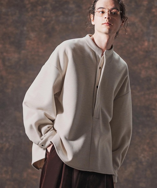 Jih Nunc（ジーヌンク）の「ms6211-スタンドカラー起毛プルオーバーシャツ(JIH-R1118)（シャツ/ブラウス・メンズ・グレー/ライトベージュ/ブラック・L/M/S）」の17枚目の写真