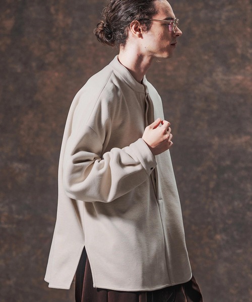 Jih Nunc（ジーヌンク）の「ms6211-スタンドカラー起毛プルオーバーシャツ(JIH-R1118)（シャツ/ブラウス・メンズ・グレー/ライトベージュ/ブラック・L/M/S）」の18枚目の写真