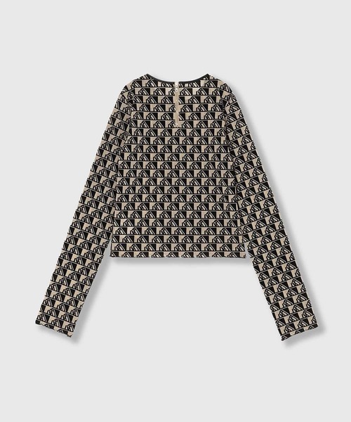 THINGS THAT MATTER（シングス ザット マター）の「MONOGRAM FLOCKY PRINT TULLE CROPPED TOPS / モノグラムフロッキープリントチュールクロップドトップス（Tシャツ/カットソー・レディース・ブラック×ホワイト/ベージュ/ブラック・FREE）」の14枚目の写真