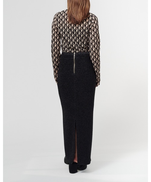 THINGS THAT MATTER（シングス ザット マター）の「MONOGRAM FLOCKY PRINT TULLE CROPPED TOPS / モノグラムフロッキープリントチュールクロップドトップス（Tシャツ/カットソー・レディース・ブラック×ホワイト/ベージュ/ブラック・FREE）」の4枚目の写真