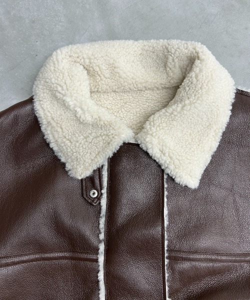 セール】2wayフェイクレザームートンジャケット（ムートンコート
