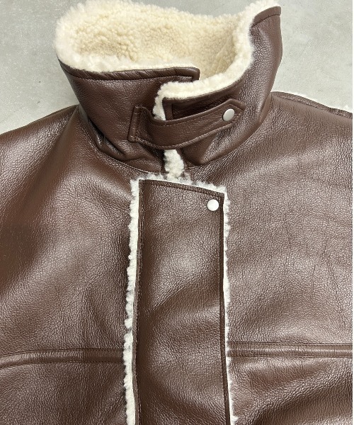 セール】2wayフェイクレザームートンジャケット（ムートンコート