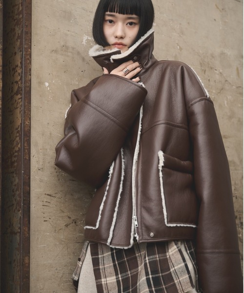 2wayフェイクレザームートンジャケット（ムートンコート）｜AIC