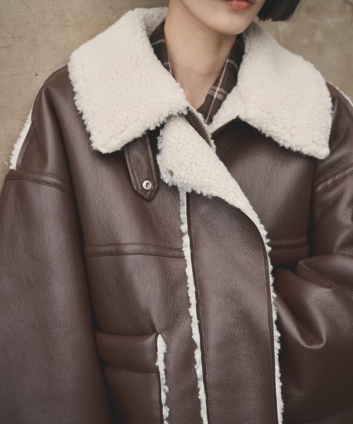 2wayフェイクレザームートンジャケット（ムートンコート）｜AIC