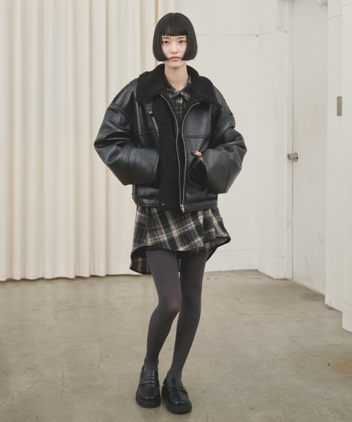 AIC.（エーアイシー）の「2wayフェイクレザームートンジャケット（ムートンコート・レディース・ブラウン/ブラック・FREE）」の19枚目の写真