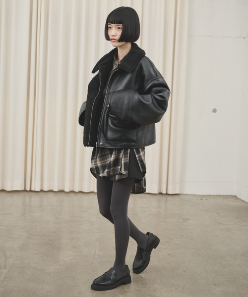 セール】2wayフェイクレザームートンジャケット（ムートンコート